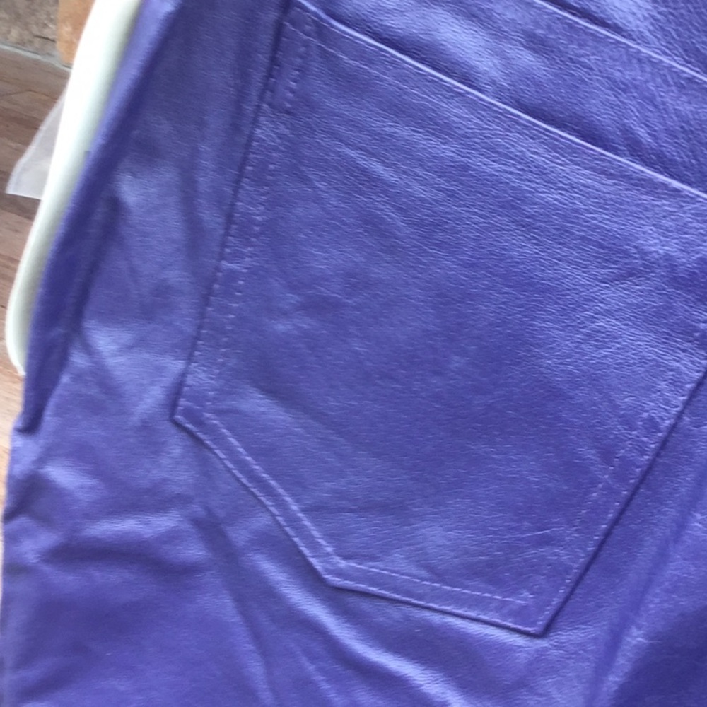 Purple leather pants disco retro chic cowgirl boho festival western concert - Picture 6 of 9